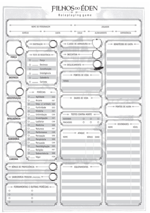 Filhos do Éden - Suplemento de RPG - Ficha de Personagem